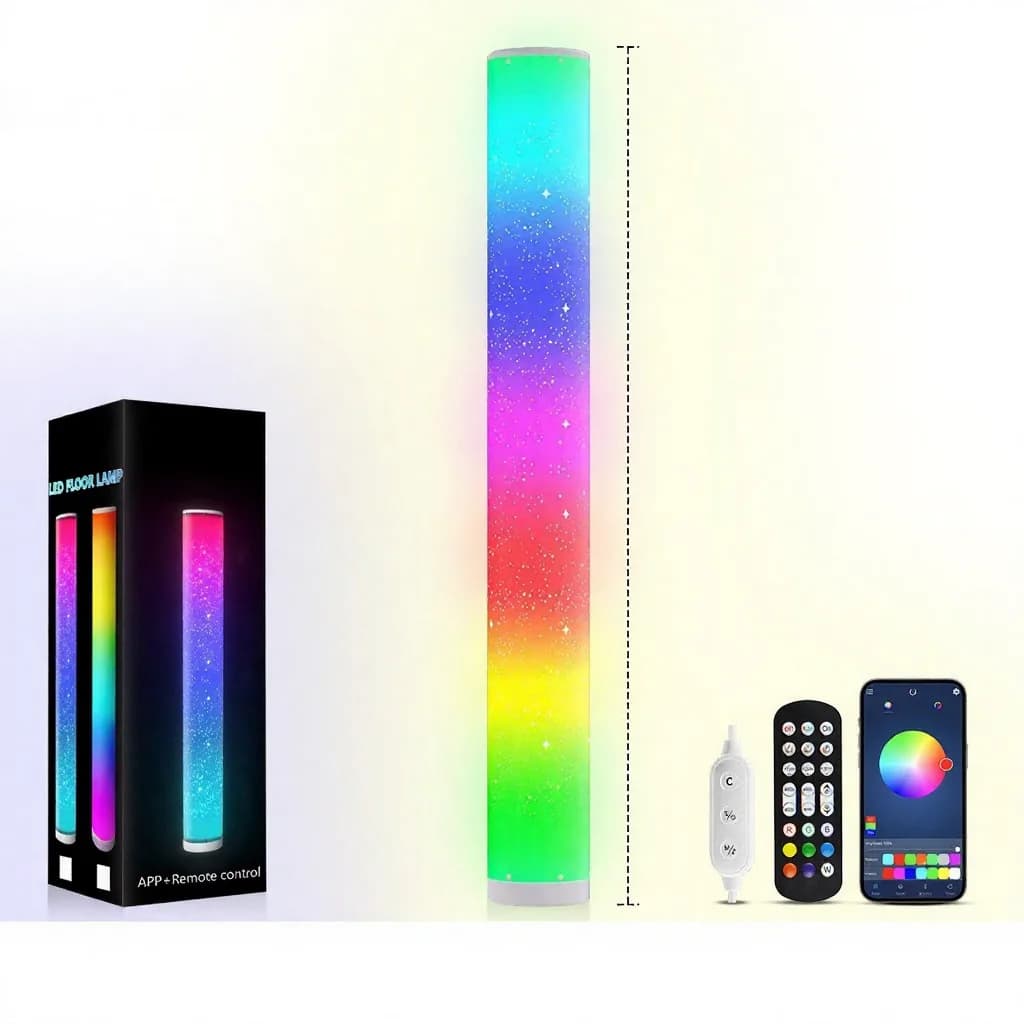 RGB LED põrandalamp tähemustriga, puldi ja rakenduse juhtimisega