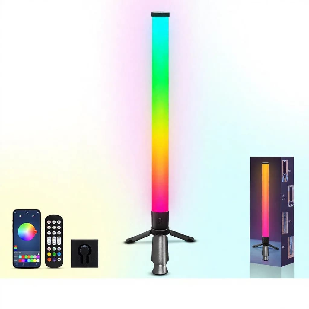LED kolmjalg laua meeleoluvalgusti muusika sünkroonimise ja RGB-efektidega