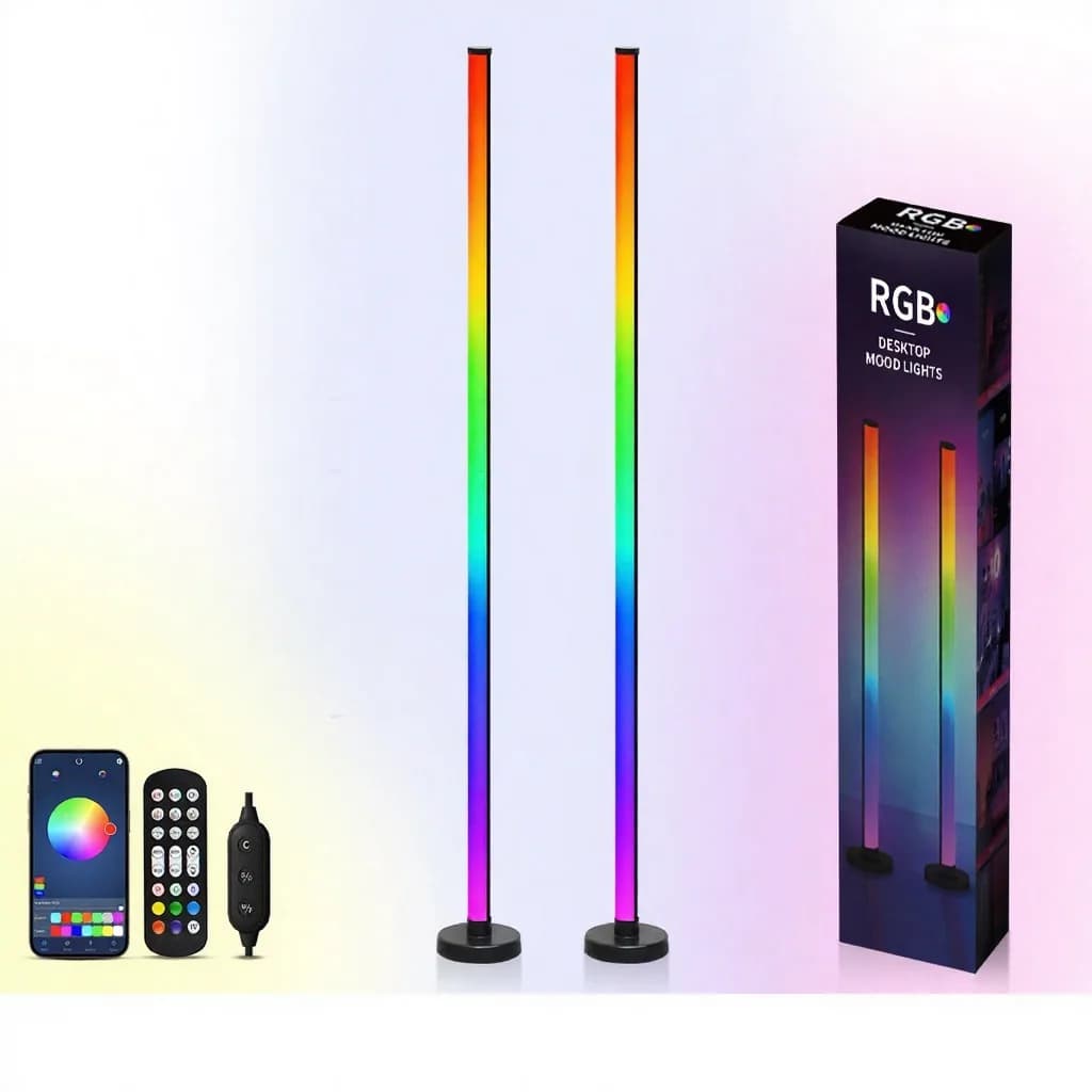 RGB põrandalamp muusikasünkrooniga, äpi ja puldiga juhtimine