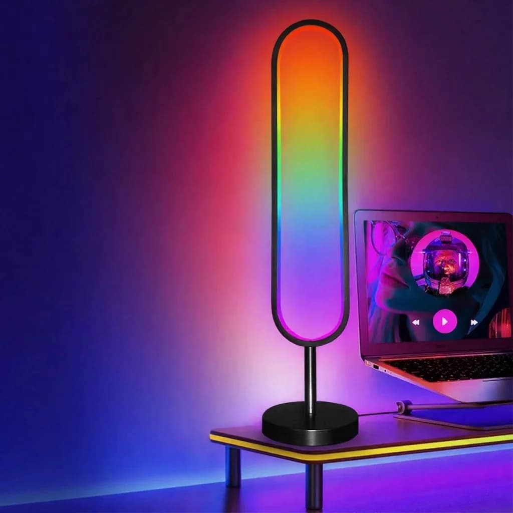 U-kujuline RGB põrandalamp helireaktiivse valguse ja rakenduse juhtimisega