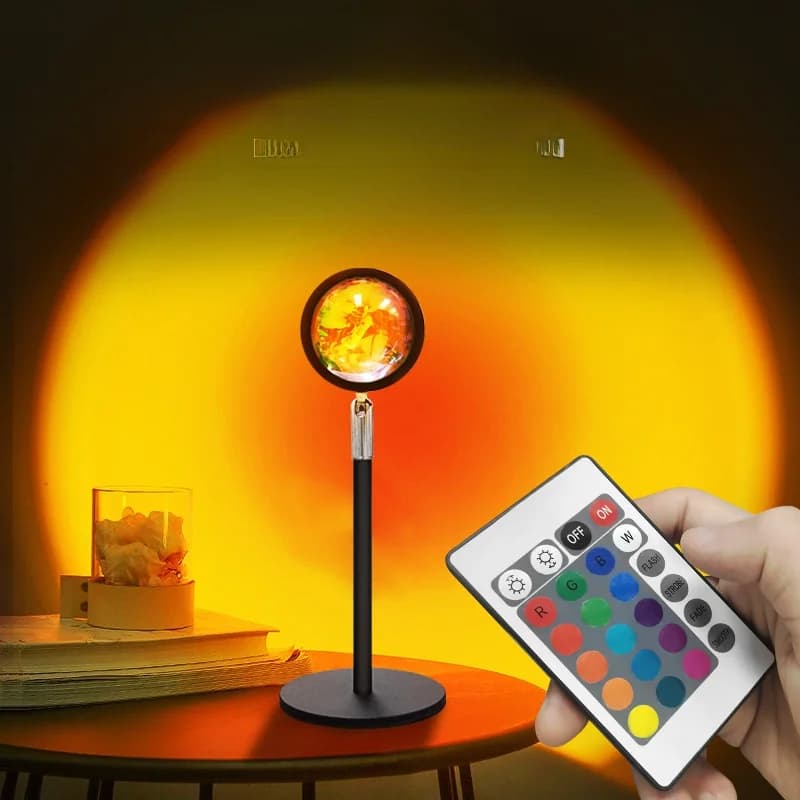 USB päikeseloojangu projektsioonilamp RGB meeleolulamp laua kaunistuseks