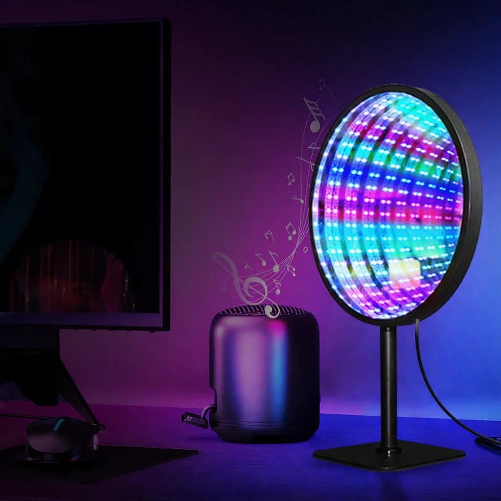 Ümmargune akrüül lõpmatuse peegel 3D kuristiku valgus USB RGB meeleolulamp