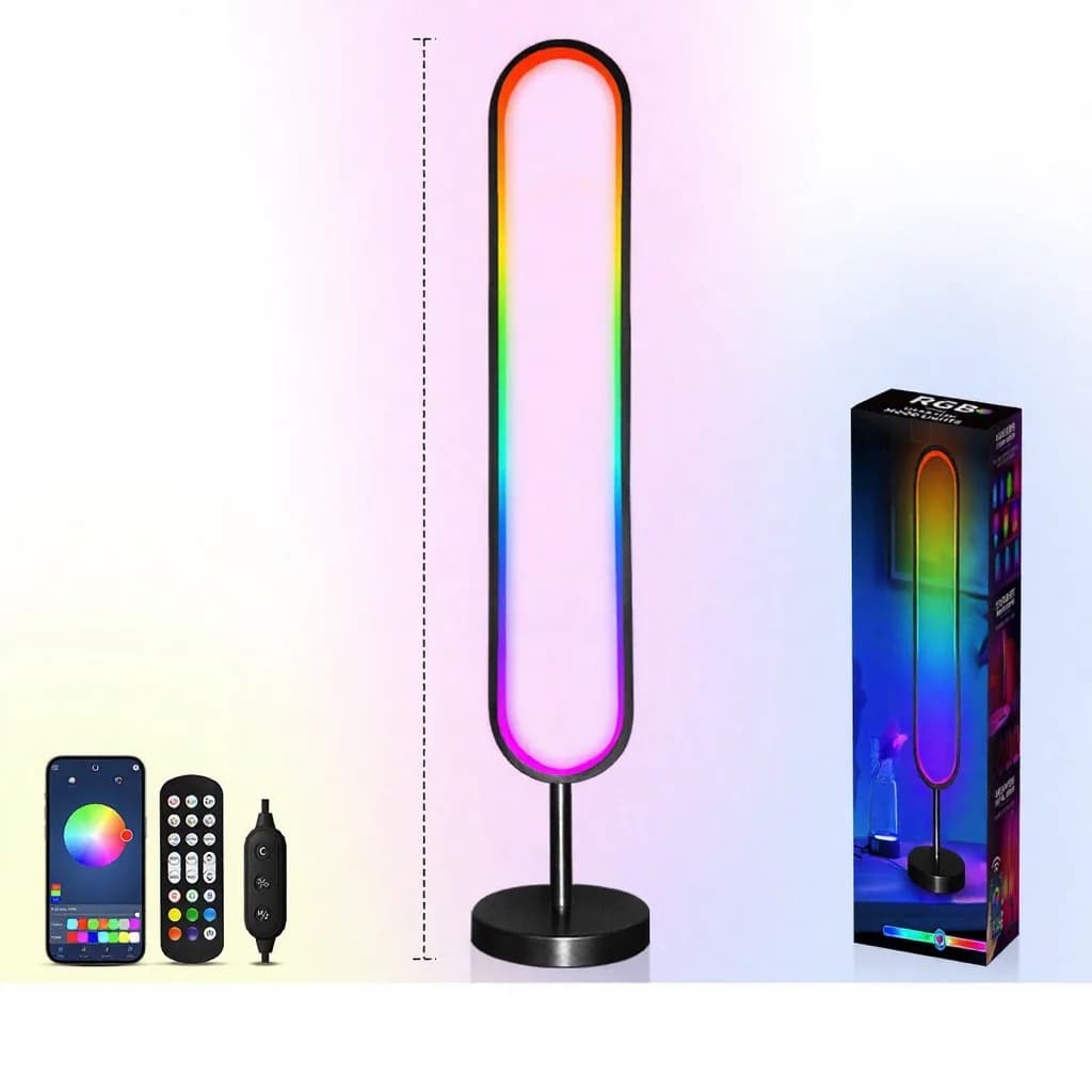 U-kujuline RGB põrandalamp helireaktiivse valguse ja rakenduse juhtimisega