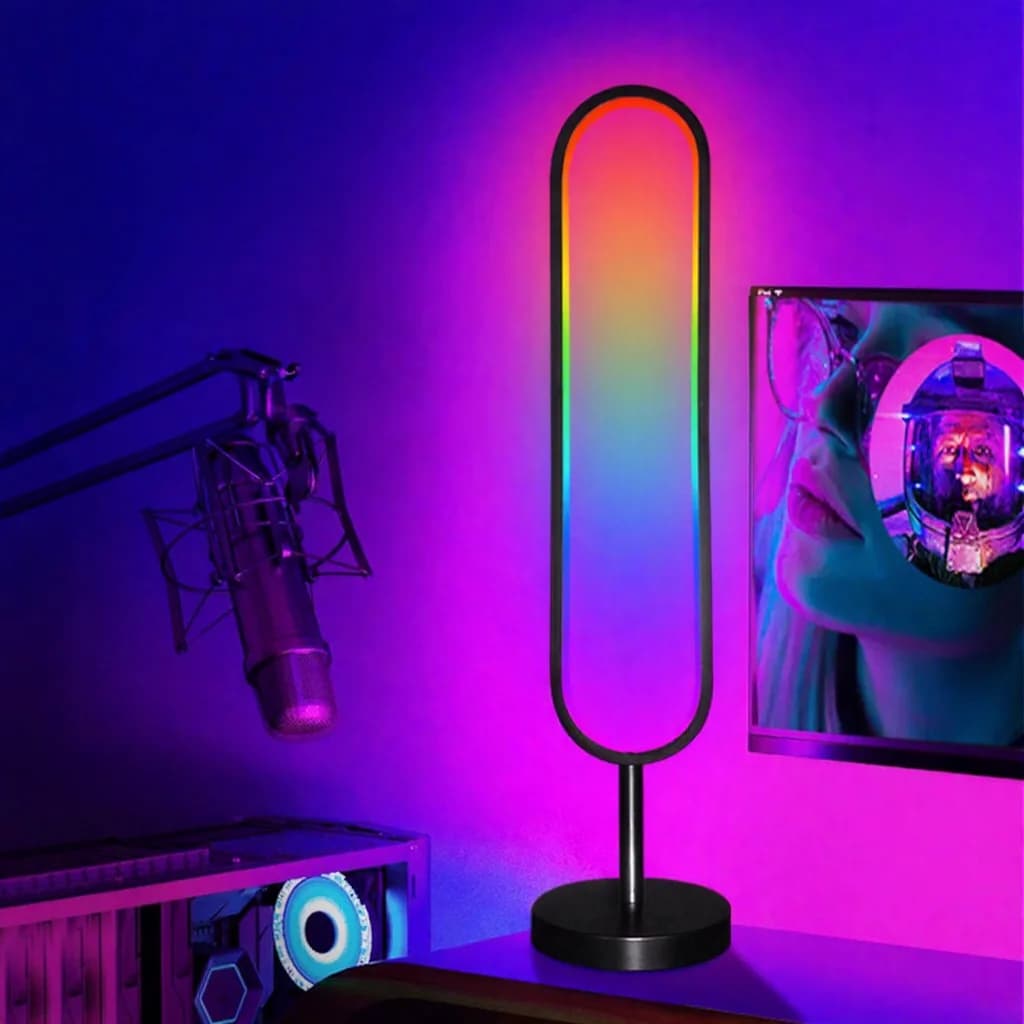 U-kujuline RGB põrandalamp helireaktiivse valguse ja rakenduse juhtimisega
