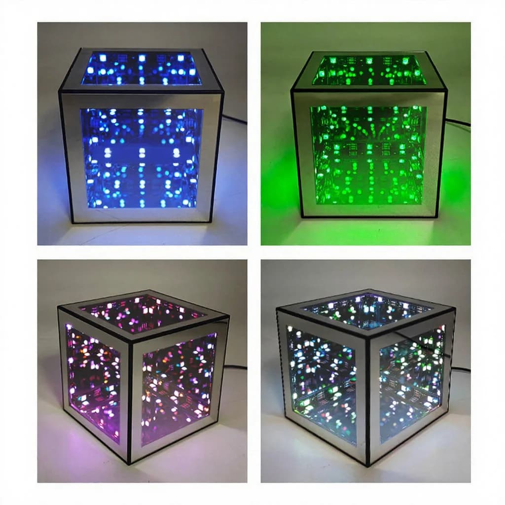 3D lõpmatuse kuuplamp RGB meeleoluvalgus helireageeriva režiimiga