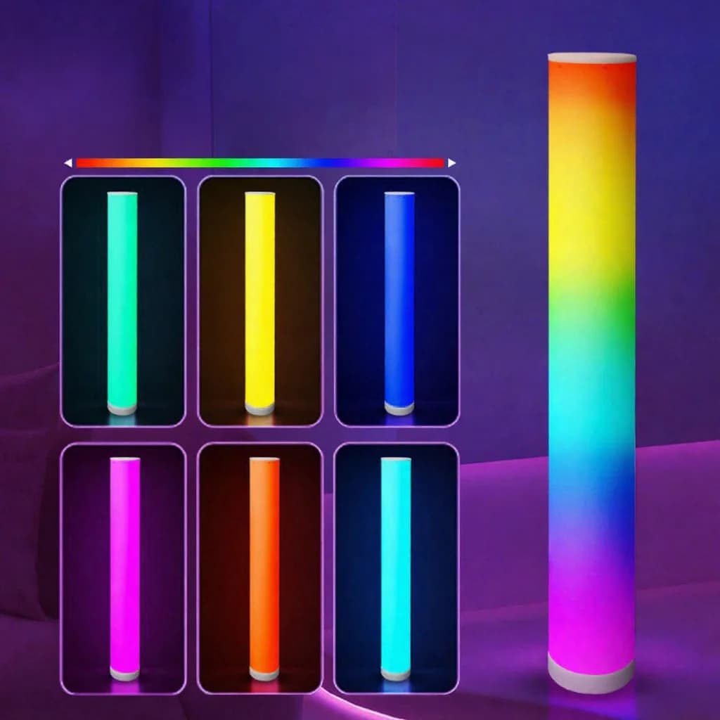 RGB silindrik põrandalamp muusikasünkrooniga ja kaugjuhtimispuldiga kodu sisustuseks