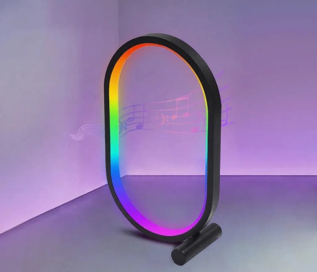 RGB muusika sünkroonimisega laualamp rakenduse juhtimise ja helile reageerivate tuledega