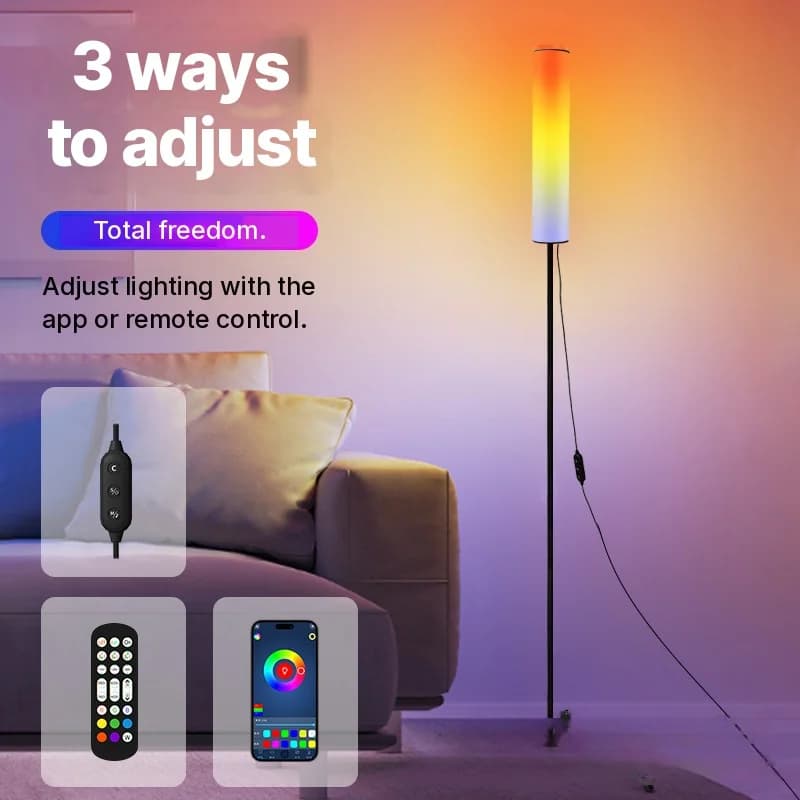 RGB LED statiivpõrandalamp kaugjuhtimispuldiga magamis- ja elutoale