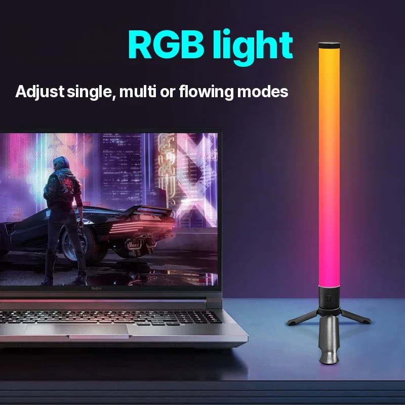LED kolmjalg laua meeleoluvalgusti muusika sünkroonimise ja RGB-efektidega