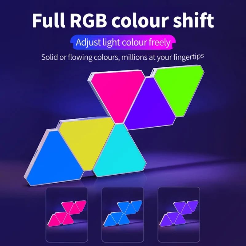 Kolmnurkne nutikas LED-seinalampide komplekt RGB meeleoluvalgustusega