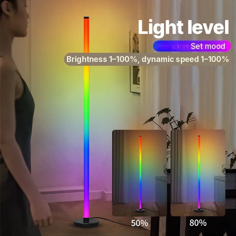 RGB moodulpõrandalamp muusikasünkrooni ja rakenduse juhtimisega