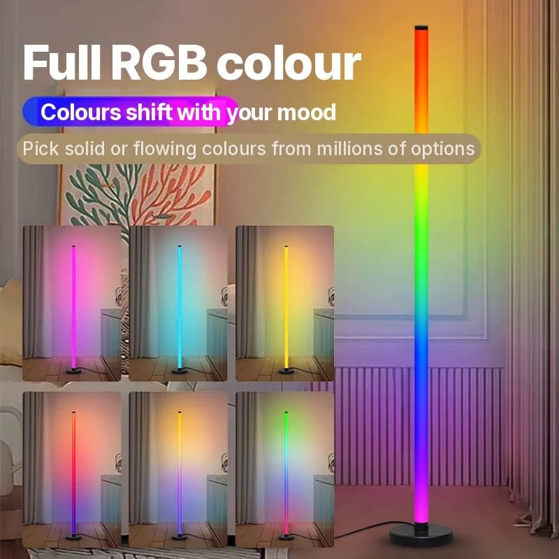 RGB moodulpõrandalamp muusikasünkrooni ja rakenduse juhtimisega