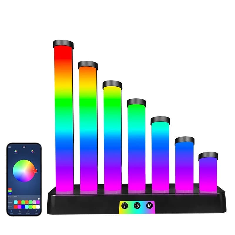 RGB helireageeriv LED lauavalgusti rakenduse juhtimisega