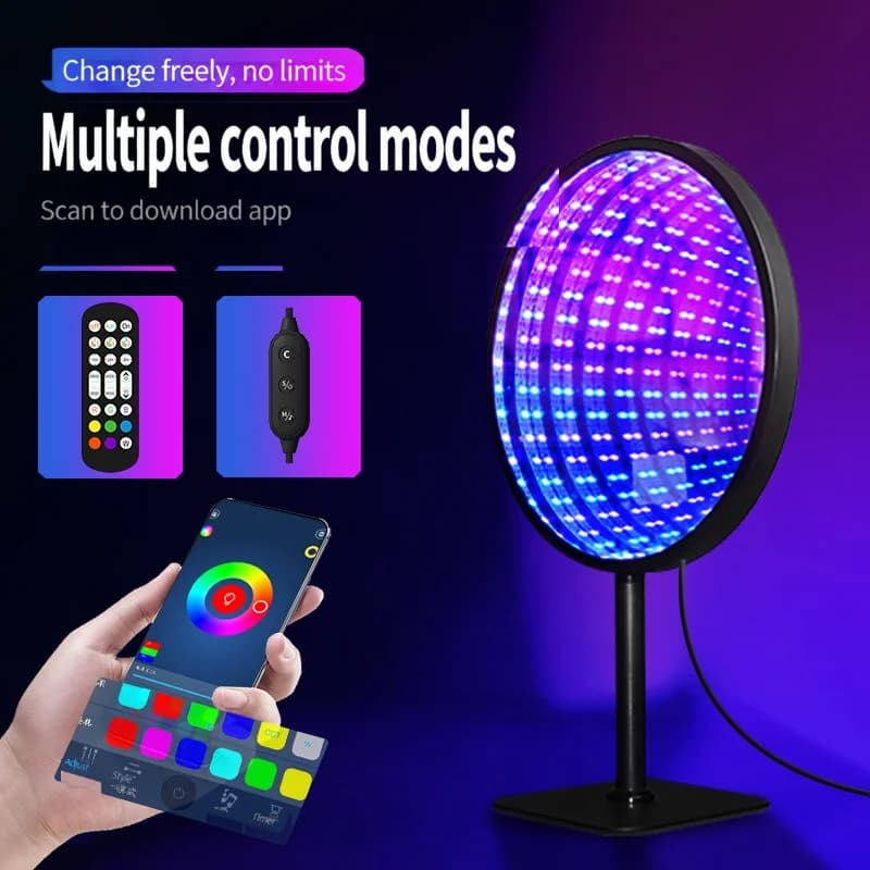 Ümmargune akrüül lõpmatuse peegel 3D kuristiku valgus USB RGB meeleolulamp